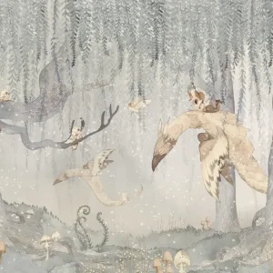 Rebel Walls – behang mural Mrs Mighetto Dreamy forest boy blue gray