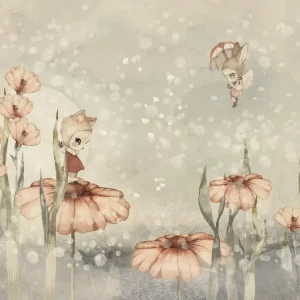 Rebel Walls – behang mural Mrs Mighetto Bloomy fields of Marion gray green R20300