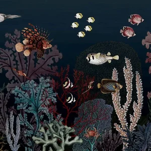 Sir Edward – behang Mural Kikki Belle Roaring reef blue